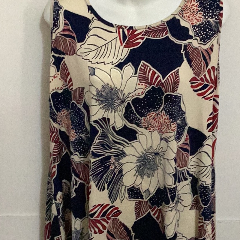 Cream Red And Blue Sleeveless Tank Top Size 2x